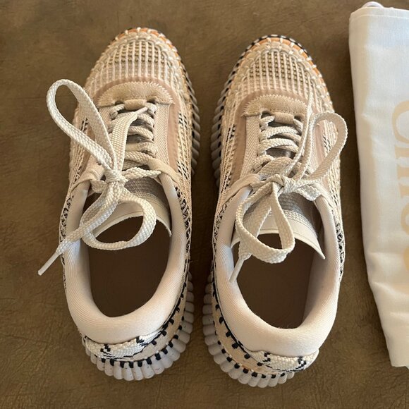 Chloe Nama Sneaker Biscotti Beige Neutral Size 37 6.5 - 7 Like New - Picture 7 of 10